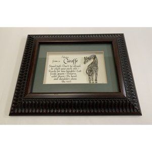 Advice From A Metal Giraffe Figure Pen Craft Calligraphy Framed Art Linda Harris
